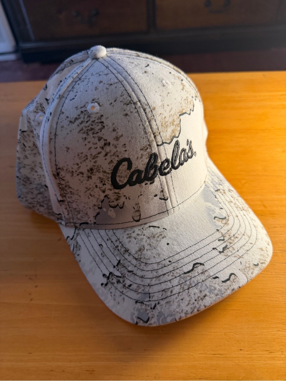 Embroidered Cabellas Snow Camo Hunting Adjustable SnapBack Hat